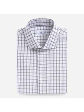 Ledbury Grey Huxley Tattersall Dress Shirt, 100% Cotton, Size 16.5